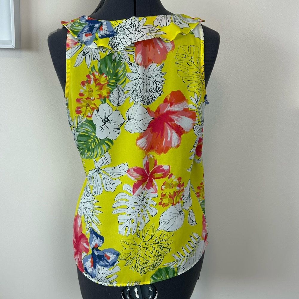 Floral Ruffle Wrap Top in Yellow - Picture 4 of 8